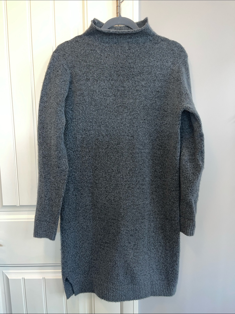 ICHI Grey Knit Mock Neck Sweater Dress - Size M